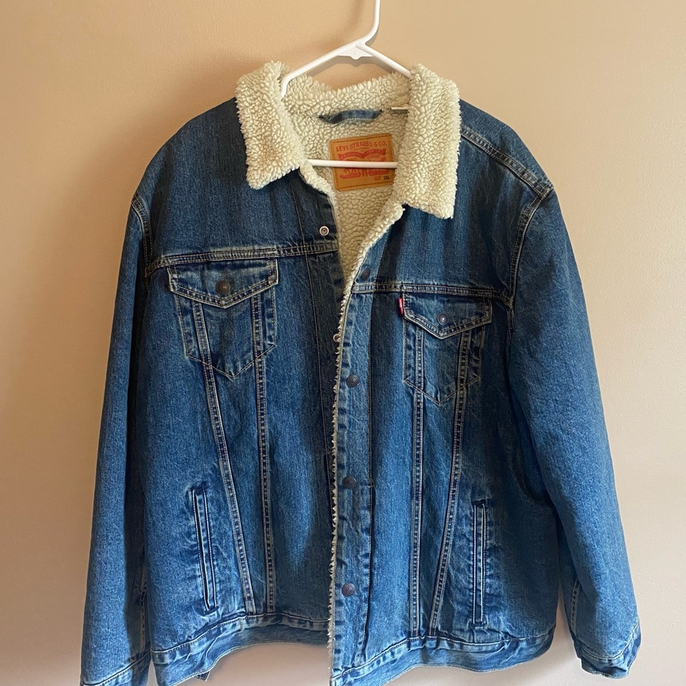 Mens Levi Denim Sherpa lined Jacket Sz XXXL